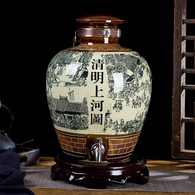 10斤至50斤清明上河圖陶瓷酒壇子