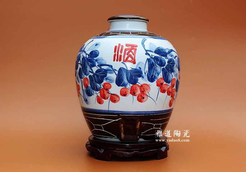 手繪酒壇子20斤景德鎮陶瓷酒壇子碩果