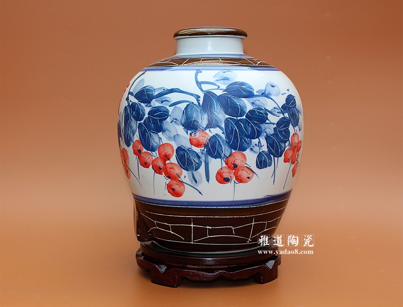 手繪酒壇子20斤景德鎮陶瓷酒壇子碩果