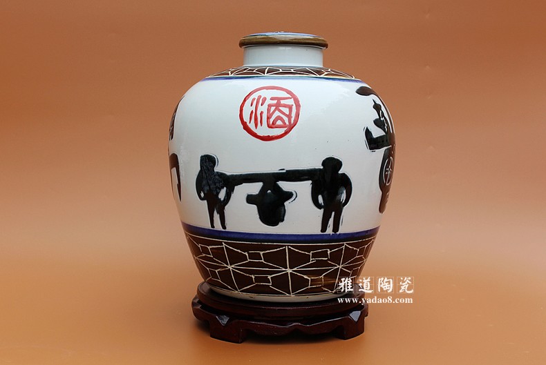 景德鎮陶瓷酒壇子20斤雕刻古馬車