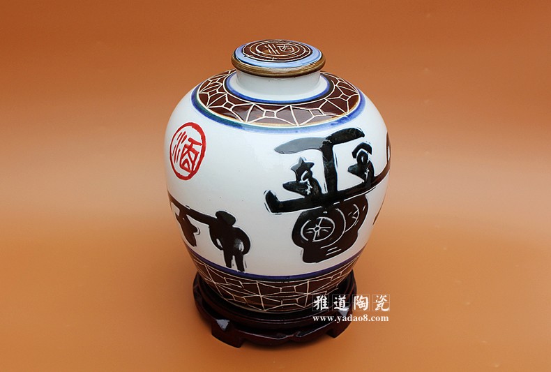 景德鎮陶瓷酒壇子20斤雕刻古馬車
