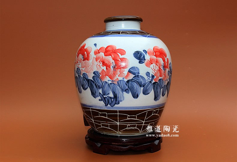 景德鎮20斤陶瓷酒壇手繪花開富貴