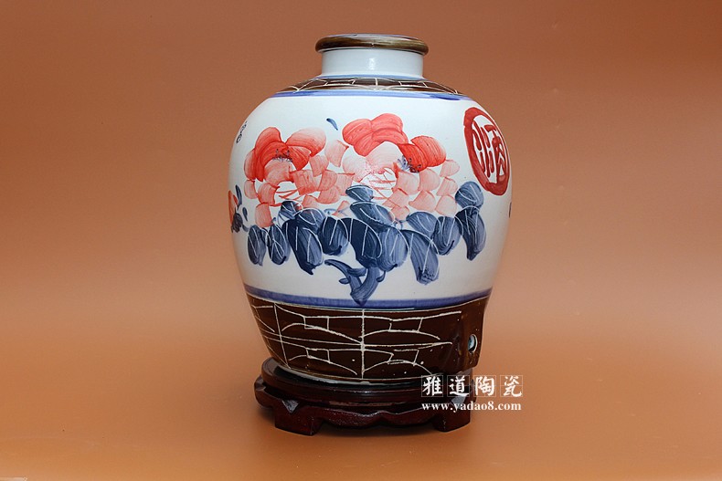 景德鎮20斤陶瓷酒壇手繪花開富貴