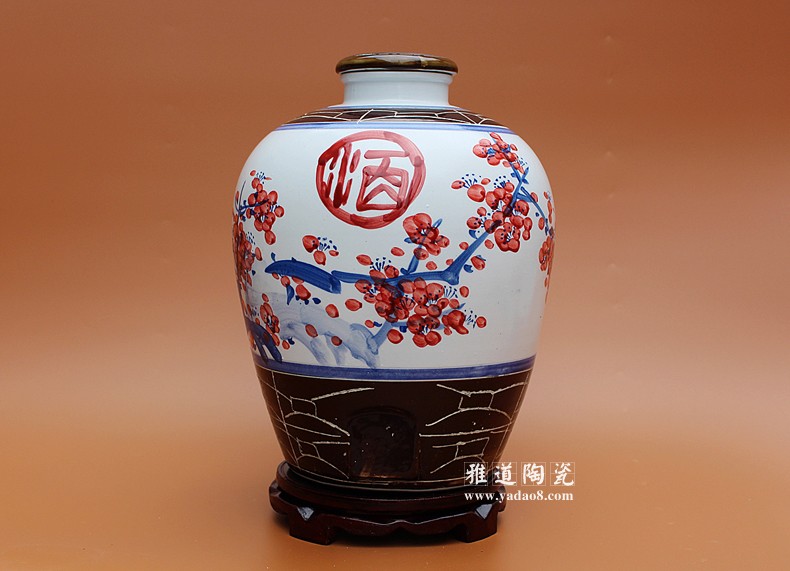 景德鎮20斤陶瓷酒壇子手繪梅花