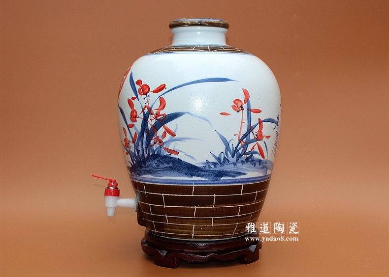 景德鎮高檔20斤陶瓷酒壇手繪蘭花
