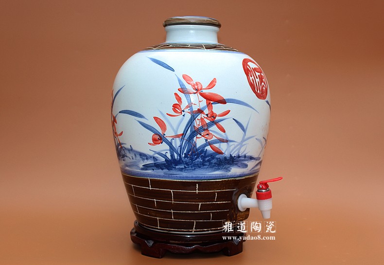 景德鎮高檔20斤陶瓷酒壇手繪蘭花