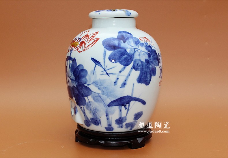密封陶瓷酒壇子30景德鎮手繪荷花