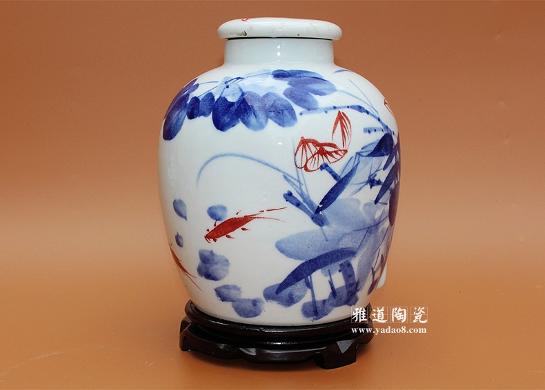 密封陶瓷酒壇子30景德鎮手繪荷花