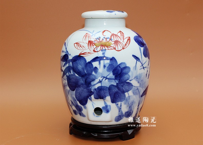 密封陶瓷酒壇子30景德鎮手繪荷花