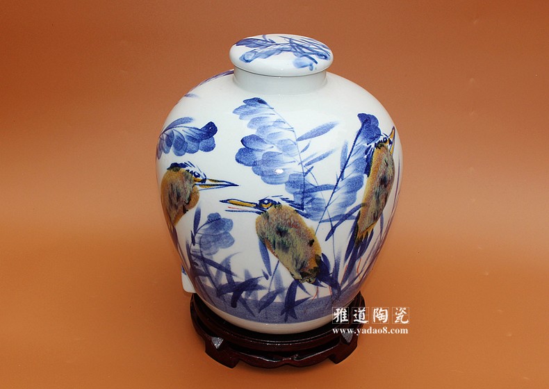 30斤景德鎮手繪陶瓷酒壇鷺西