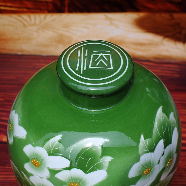 雅道青釉雕刻酒壇低蓋款蓋子