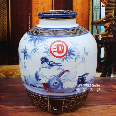 100斤陶瓷酒壇手繪李白醉酒圖