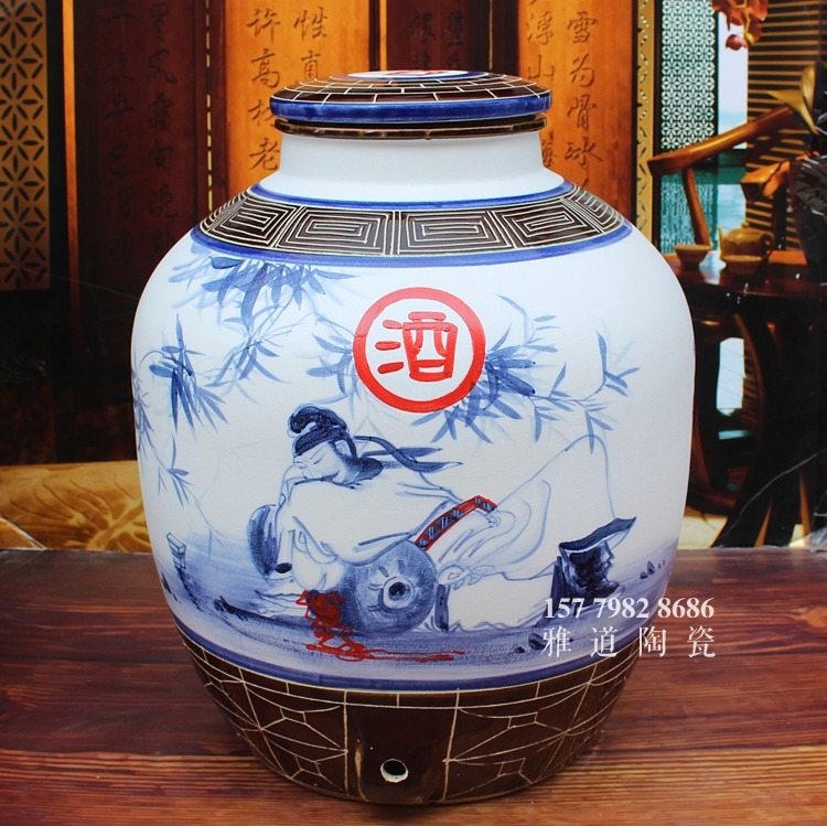 100斤陶瓷酒壇手繪李白醉酒圖
