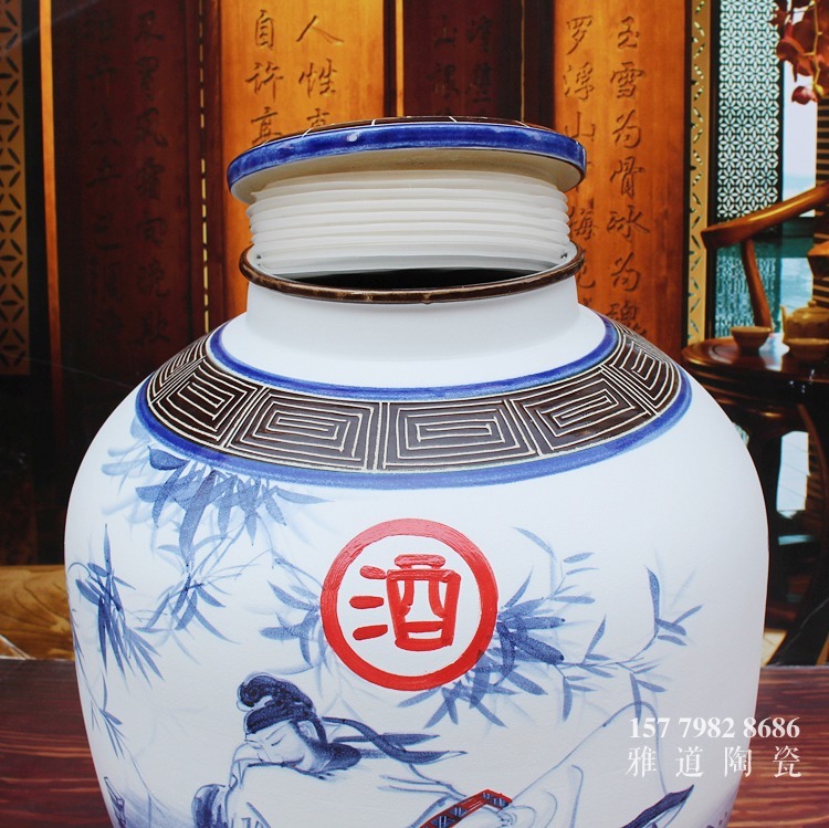 100斤陶瓷酒壇手繪李白醉酒圖