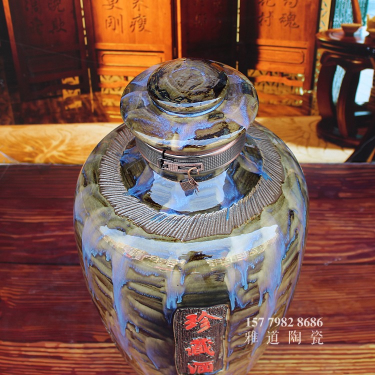 60斤高溫顏色釉陶瓷酒壇子批發