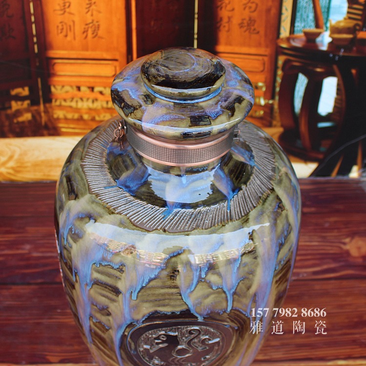 60斤高溫顏色釉陶瓷酒壇子批發