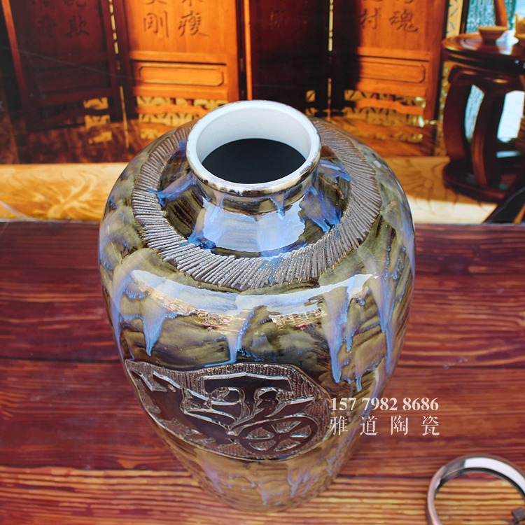 60斤高溫顏色釉陶瓷酒壇子批發