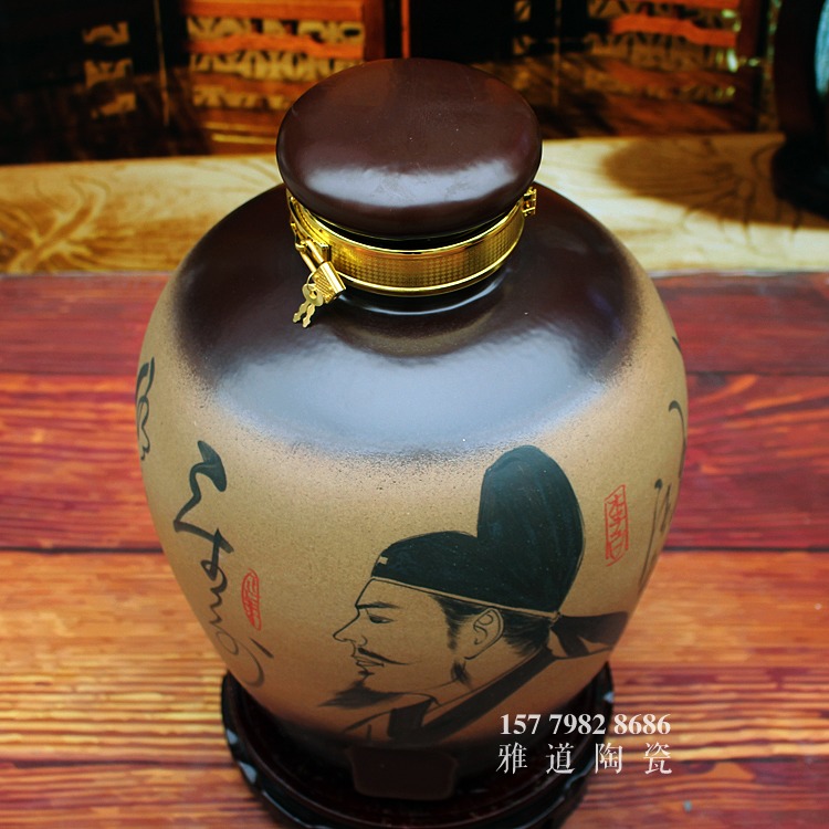 景德鎮手繪李白詩詞系列陶瓷酒壇