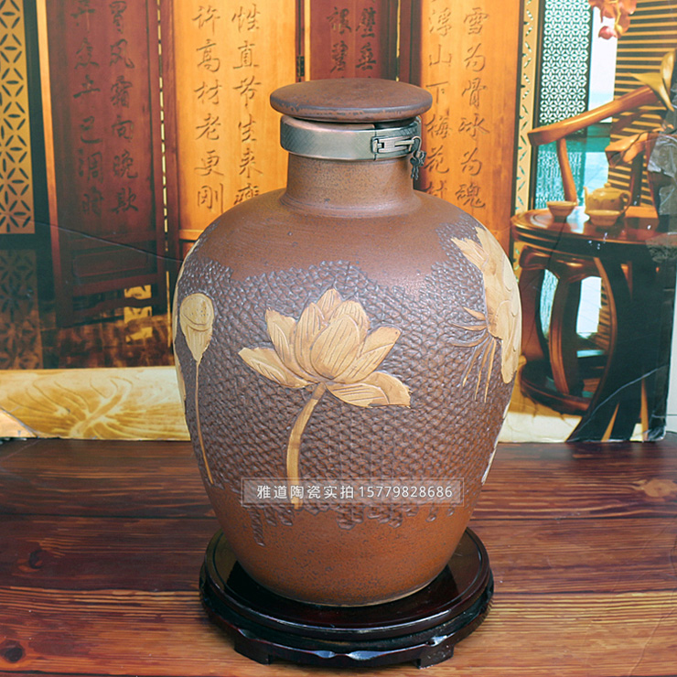 景德鎮雕刻私藏白酒50斤陶瓷酒壇 