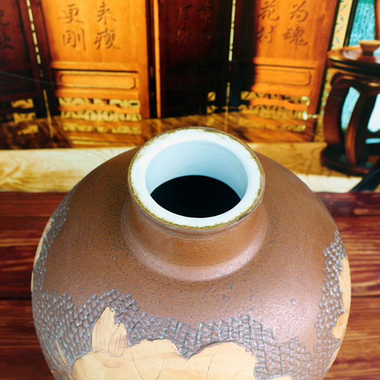 景德鎮雕刻私藏白酒50斤陶瓷酒壇 