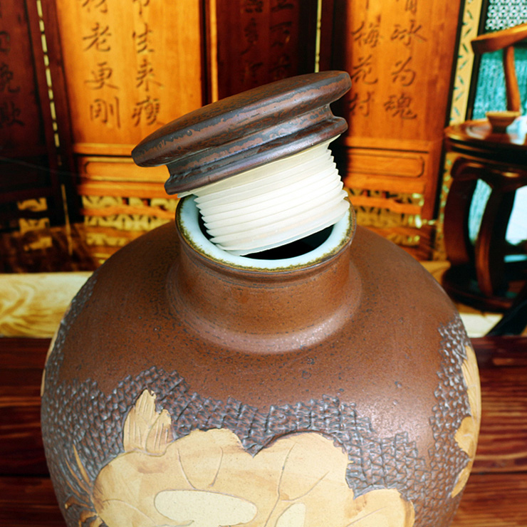 景德鎮雕刻私藏白酒50斤陶瓷酒壇 