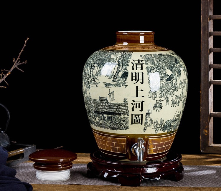 10斤至50斤清明上河圖陶瓷酒壇子