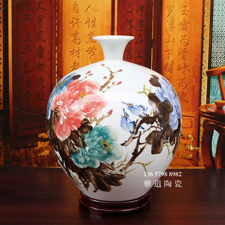 景德鎮陶瓷藝術客廳花瓶擺件（富貴平安）