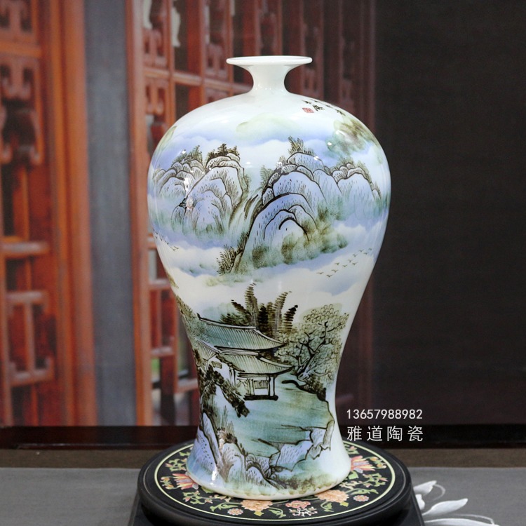 景德鎮山水陶瓷花瓶（松山會友）