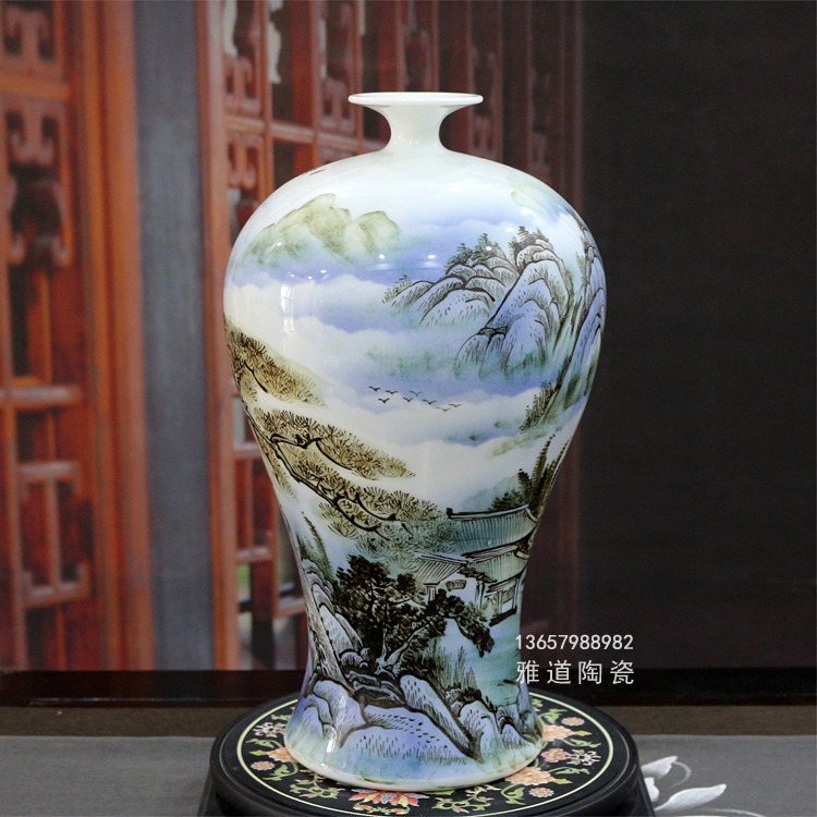 景德鎮山水陶瓷花瓶（松山會友）