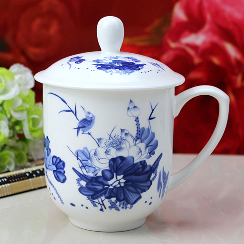 雅道景德鎮青花瓷陶瓷茶杯會議杯(圖1) 景德鎮青花瓷陶瓷茶杯會議杯正面