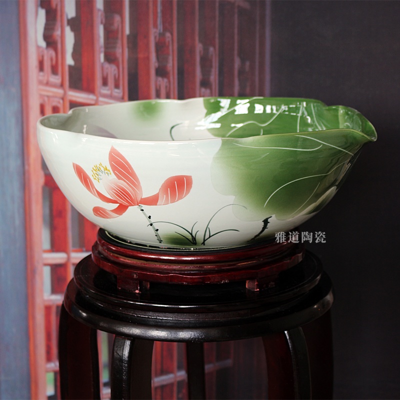 景德鎮手繪荷花水仙睡蓮盆(圖3)