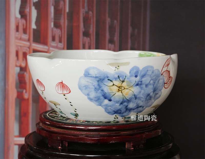 景德鎮陶瓷手繪睡蓮荷花盆（清香）(圖3)