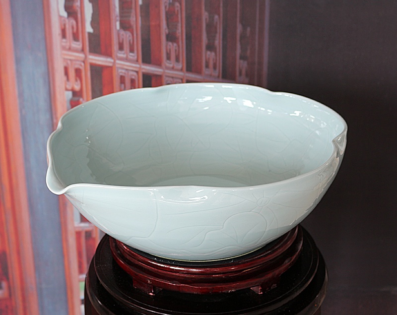 影青雕刻陶瓷荷花盆烏龜缸(圖2)