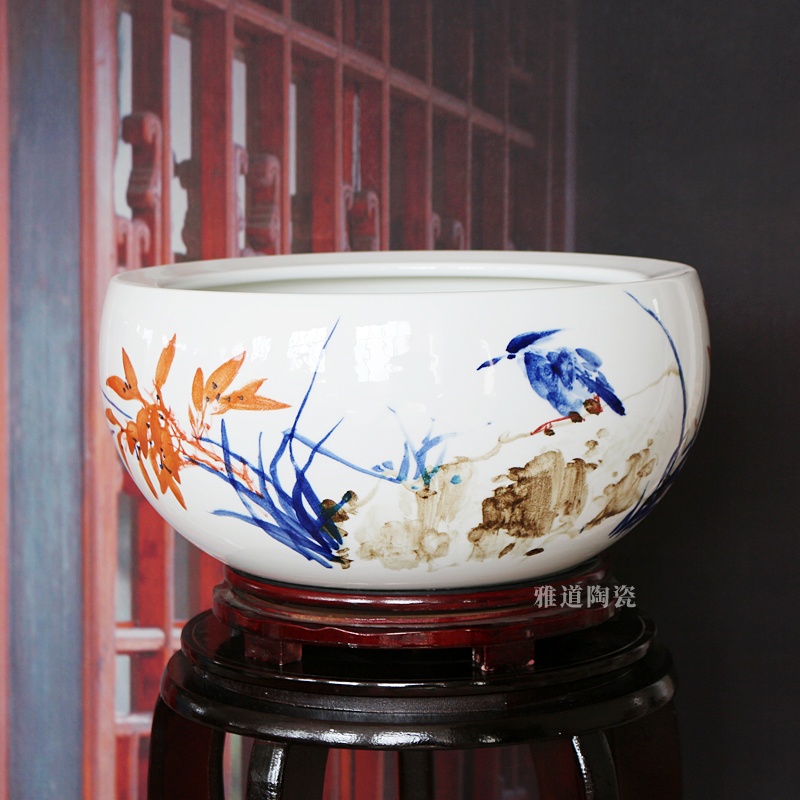 手繪陶瓷聚寶盆風水擺件（君子圖）(圖2)