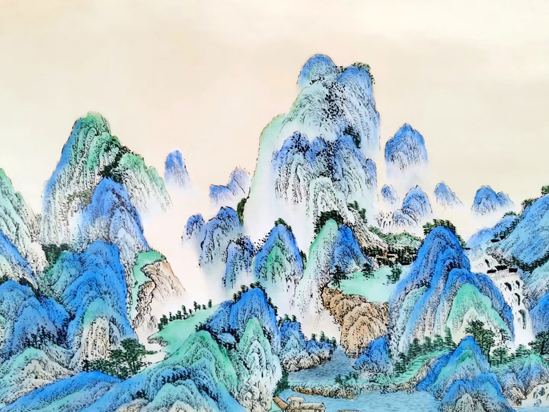 青綠山水瓷板畫（千里江山圖）(圖6)