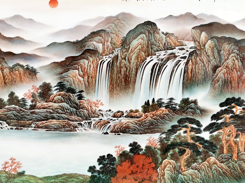 名家客廳裝飾山水瓷板畫（旭日東升源遠流長）(圖6)