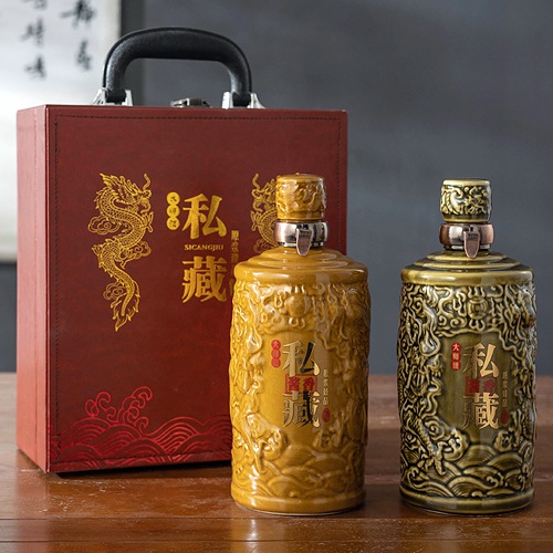 1斤裝景德鎮龍紋高檔陶瓷酒壇禮盒