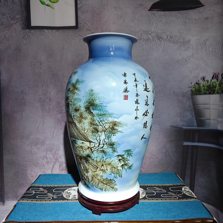 景德鎮手繪藝術花瓶（春江古樓）(圖3)