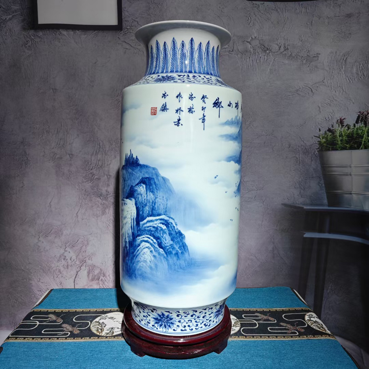景德鎮手繪青花瓷山水陶瓷花瓶(春醉山鄉）(圖3)