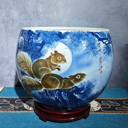 手繪陶瓷花瓶小缸家居客廳玄關擺件（金鼠旺財）