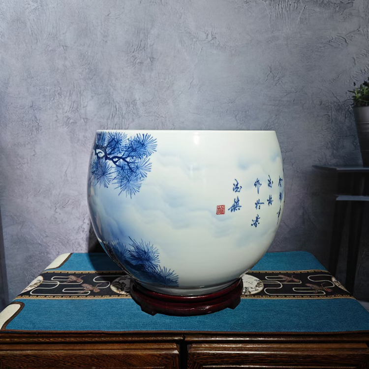 手繪陶瓷花瓶小缸家居客廳玄關擺件（金鼠旺財）(圖2)