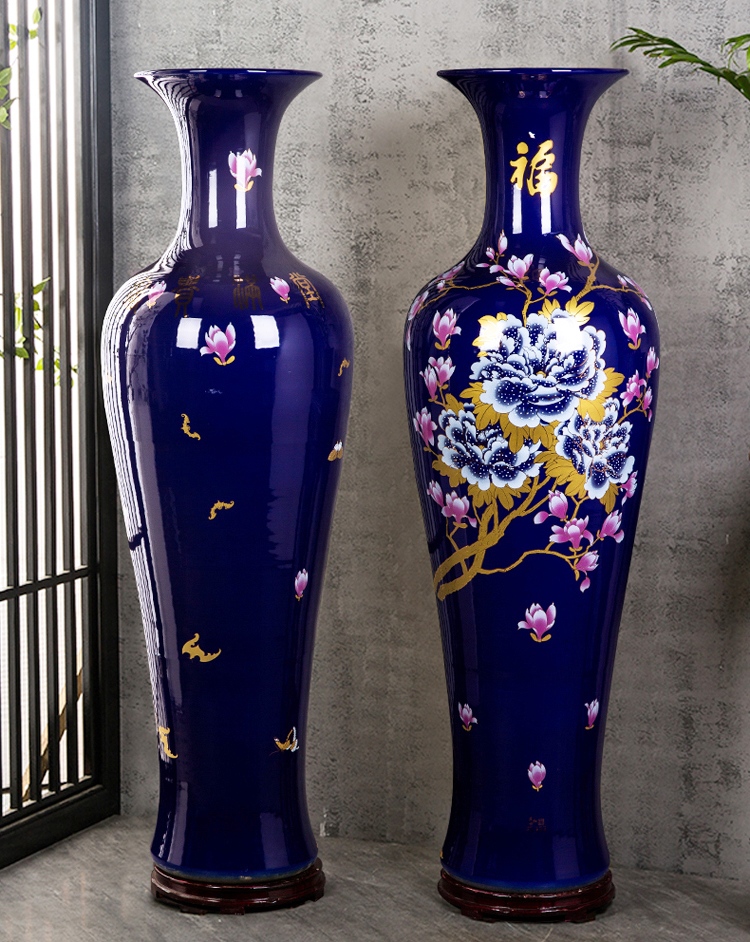 景德鎮陶瓷花開富貴客廳落地大花瓶
