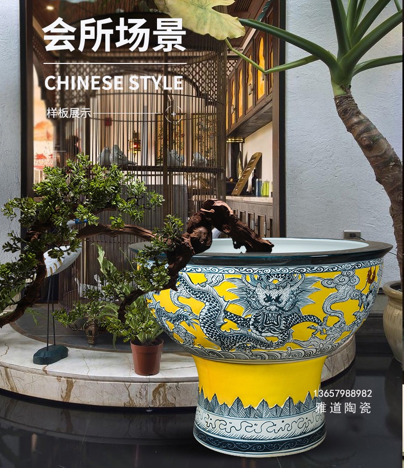 景德鎮陶瓷帶腳魚缸荷花缸庭院擺件