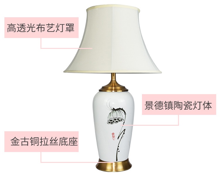 景德鎮現代簡約創意新中式陶瓷臺燈