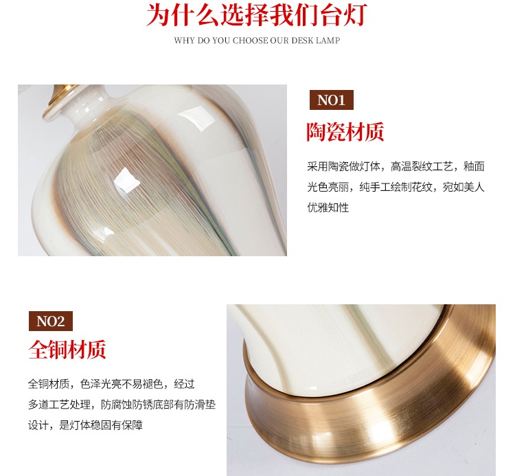 景德鎮高溫窯變顏色釉歐式陶瓷臺燈
